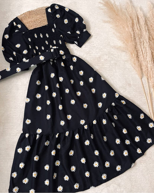 BELTED DAISY PATTERN FROCK 🥰