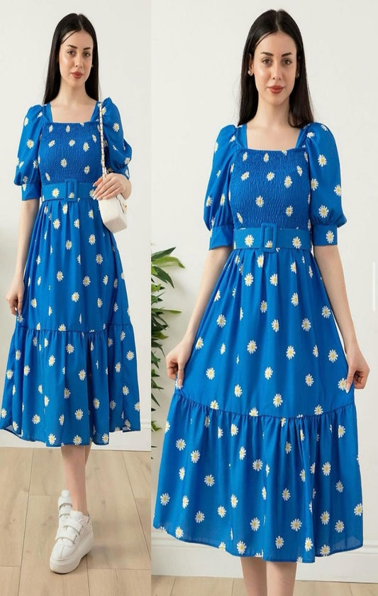 BELTED DAISY PATTERN FROCK 🥰