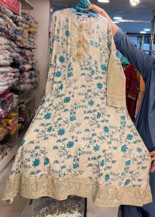Beautiful Embroidered 3-Piece Frock Set for Women