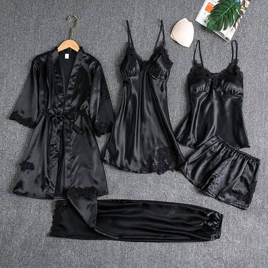 7-Piece Premium Silk Night Suit Set for Women 🌟