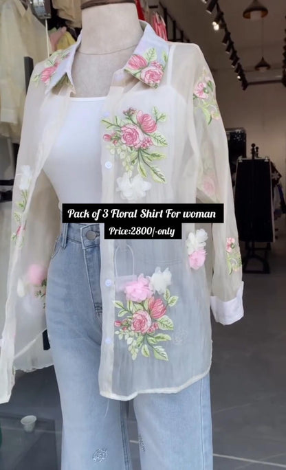 Pack of 3 Floral Shirts for Women 🌸
