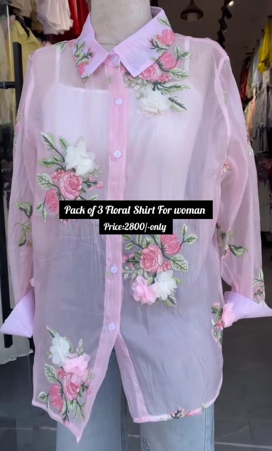 Pack of 3 Floral Shirts for Women 🌸