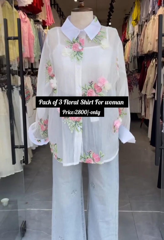 Pack of 3 Floral Shirts for Women 🌸